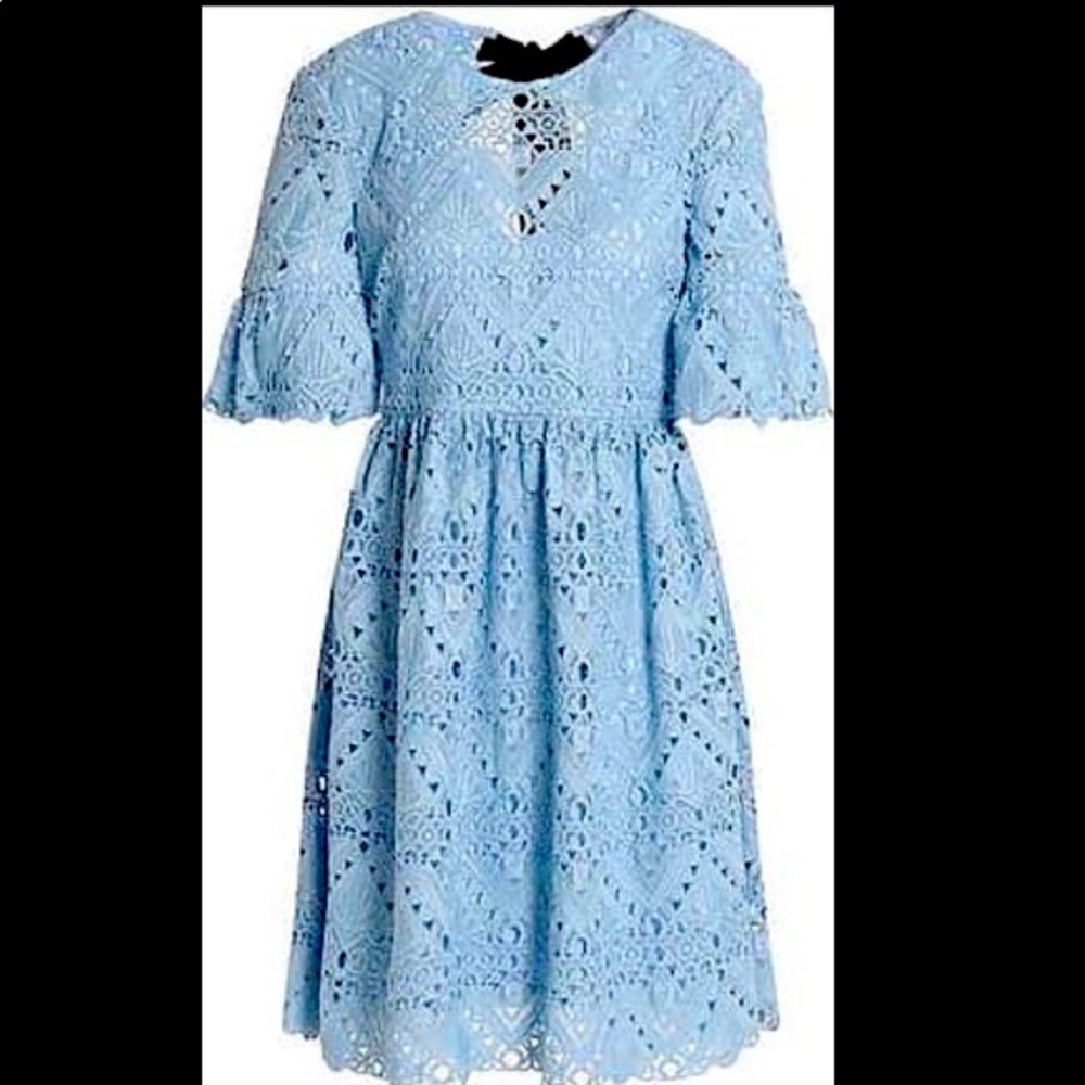 Perseverance London baby blue guipure lace open back dress new size 8 UK 4 US